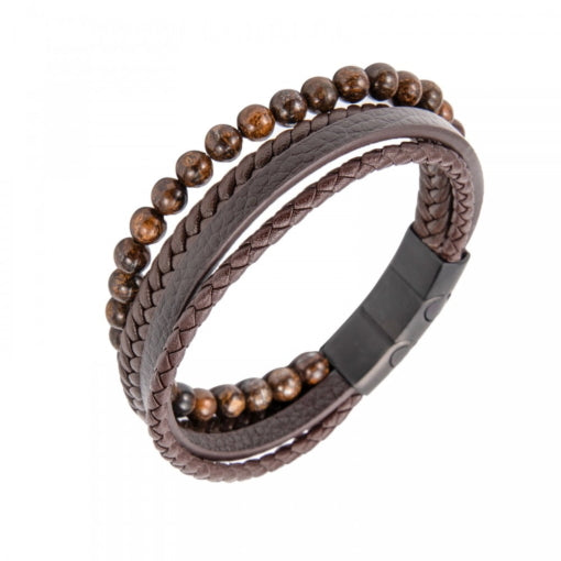 New Mens Sundance Cowgirl hot Designs Trade Bead Dark Brown Woven Leather Bracelet