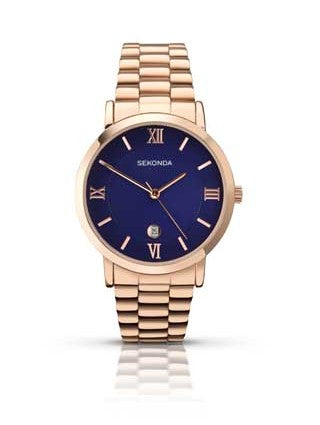 Sekonda navy and on sale rose gold watch