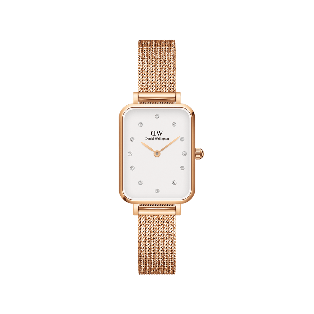 Daniel Wellington Quadro 20X26 Pressed Melrose Lumine Rose Gold & White Watch