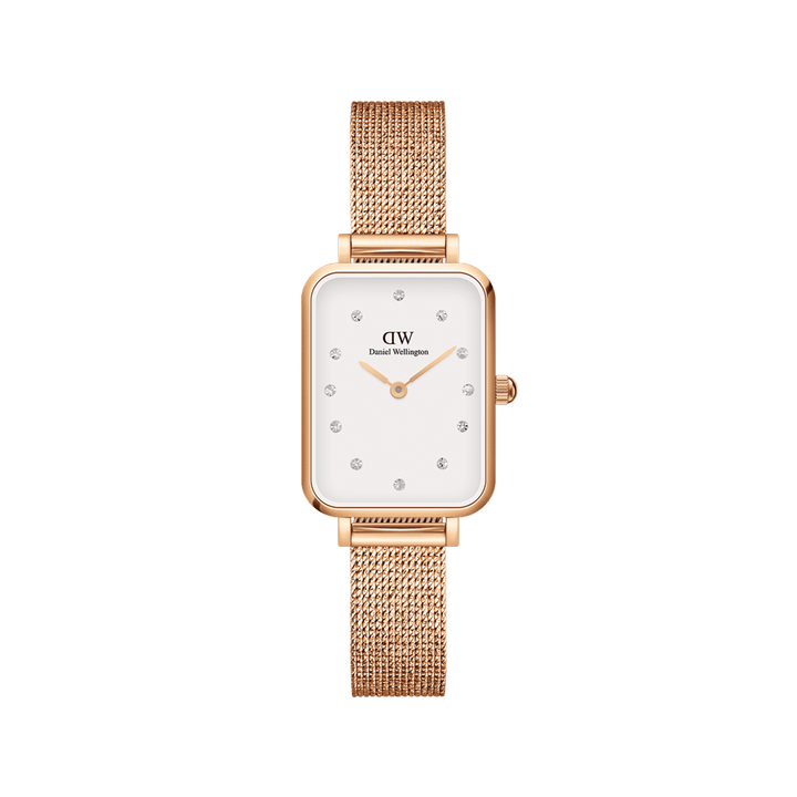 Daniel Wellington Quadro 20X26 Pressed Melrose Lumine Rose Gold & White Watch