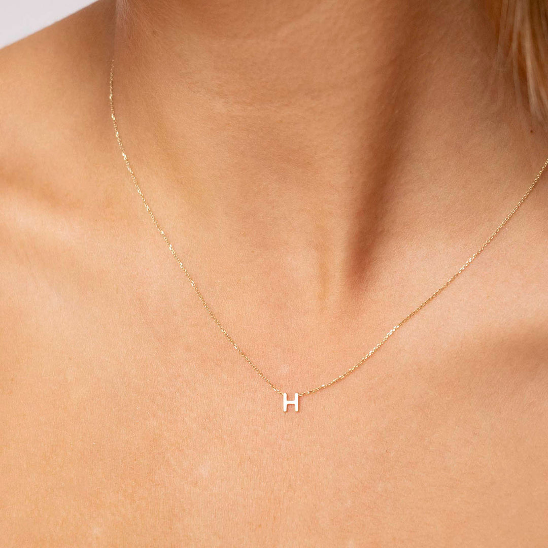 9K Rose Gold 'I' Initial Adjustable Letter Necklace 38/43cm