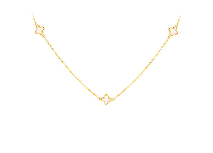 9K Yellow Gold 3 Mother-of-Pearl Petal Necklace 40-42.5 cm