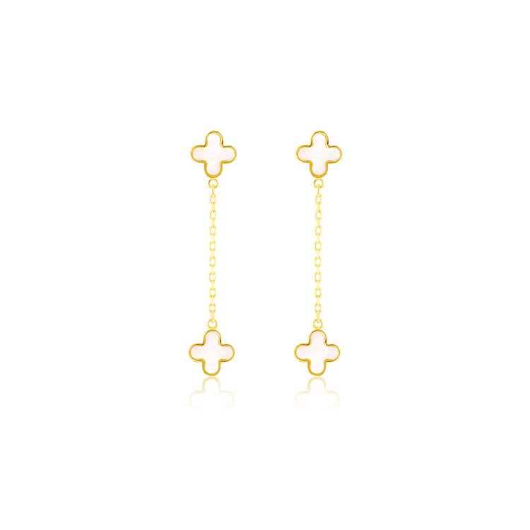 9K Yellow Gold Mop Petal Drop Earrings