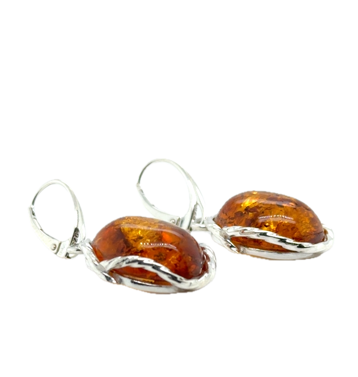 Baltic Amber Oval Drop Earrings