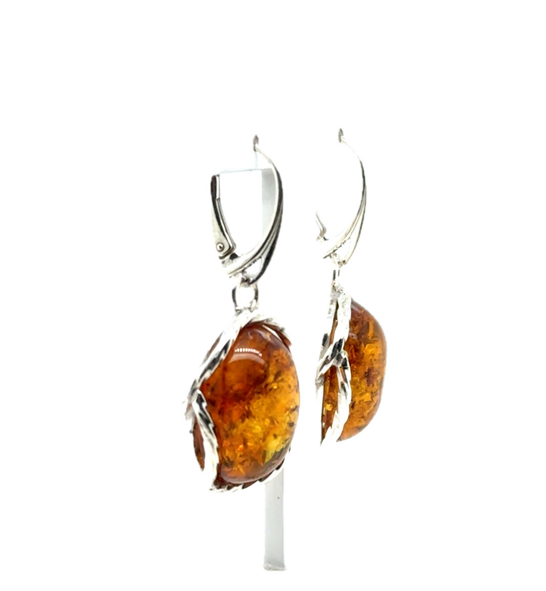 Baltic Amber Oval Drop Earrings