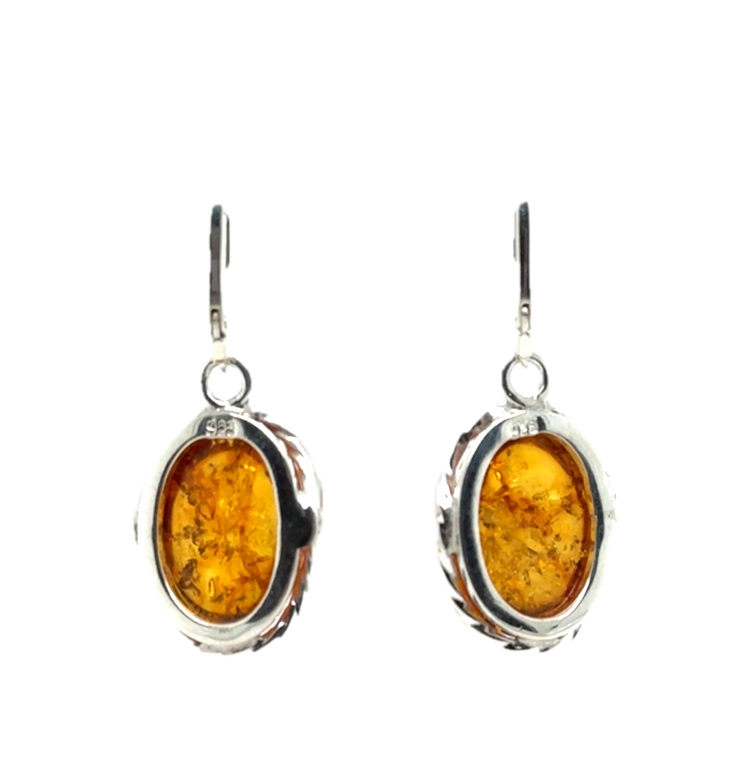 Baltic Amber Oval Drop Earrings