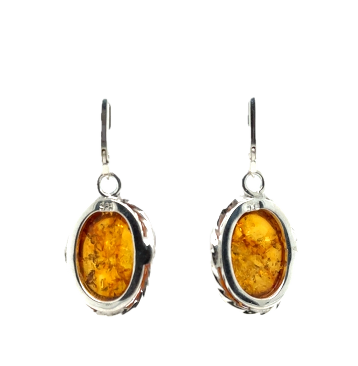 Baltic Amber Oval Drop Earrings