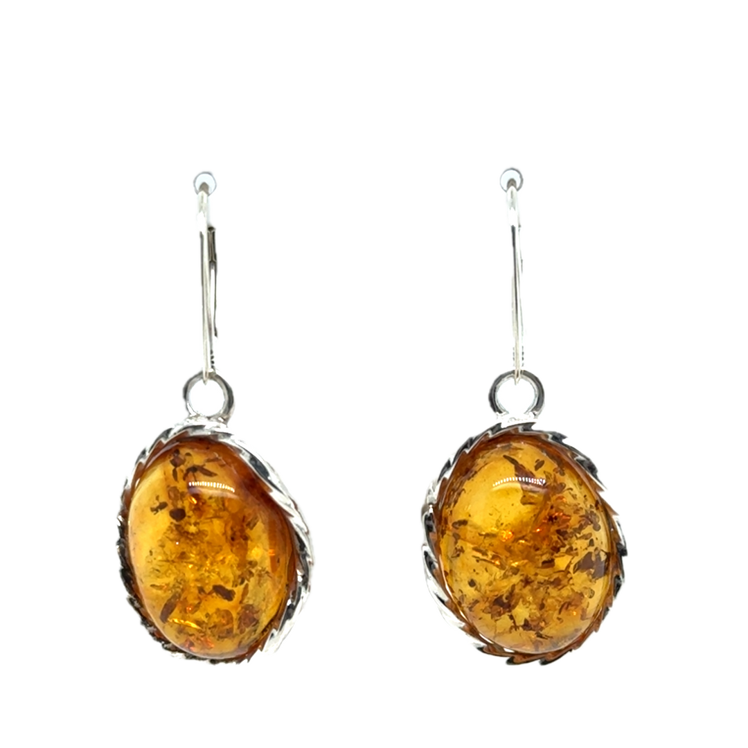 Baltic Amber Oval Drop Earrings