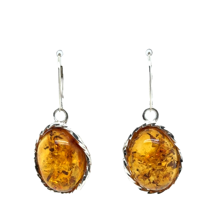 Baltic Amber Oval Drop Earrings