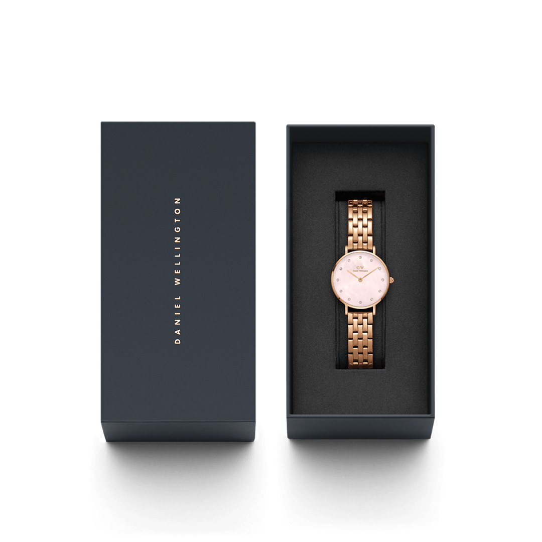 Daniel Wellington Petite Lumine 28 5-Link Rose Gold & Mother of Pearl Pink Watch