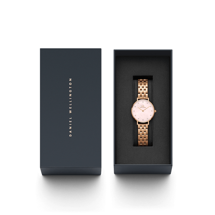 Daniel Wellington Petite Lumine 28 5-Link Rose Gold & Mother of Pearl Pink Watch