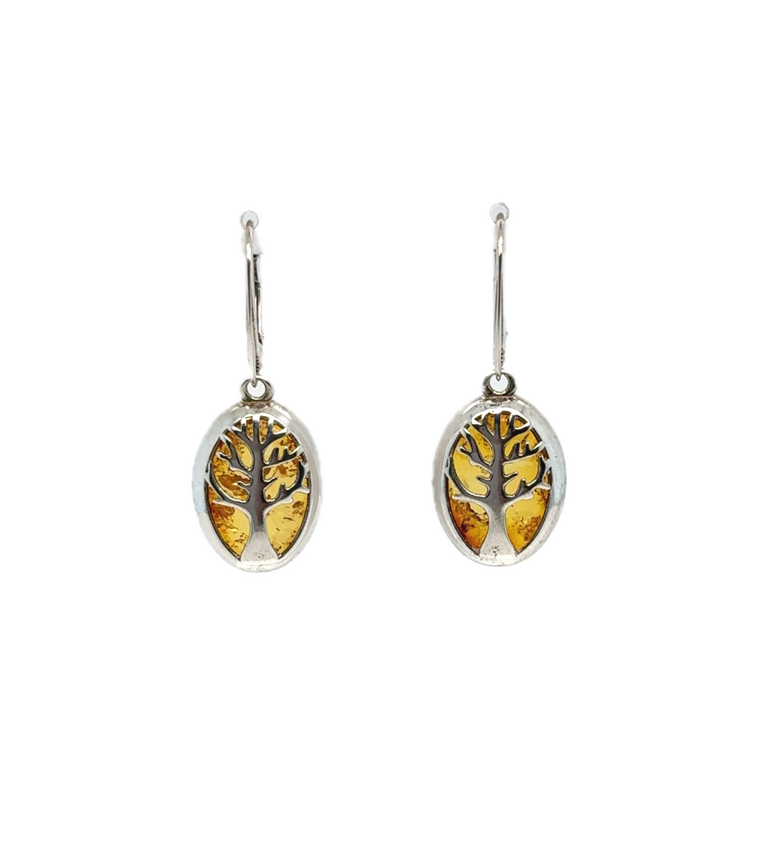 Baltic Amber Tree Of Life Drop Earrings