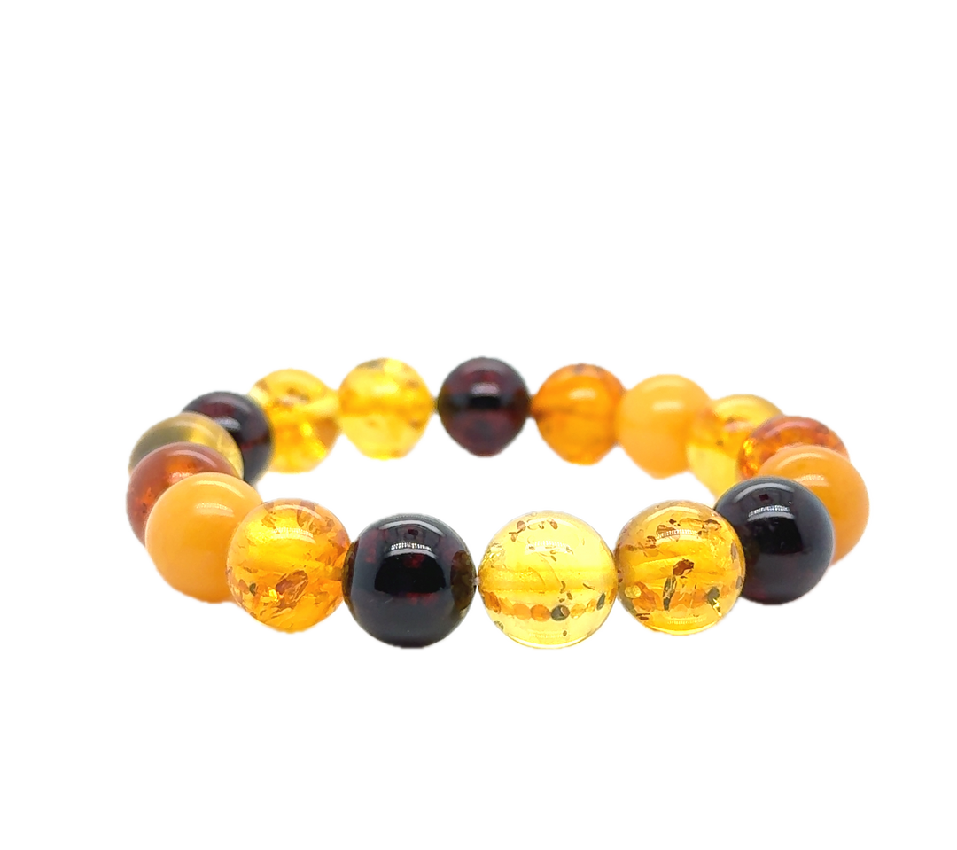 Multi-Coloured Baltic Amber Ball Bracelet