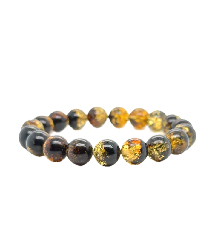 Black & Green Baltic Amber Ball Bracelet