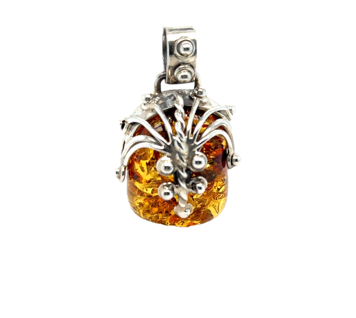 Oxidised Sterling Silver Baltic Amber Pendant