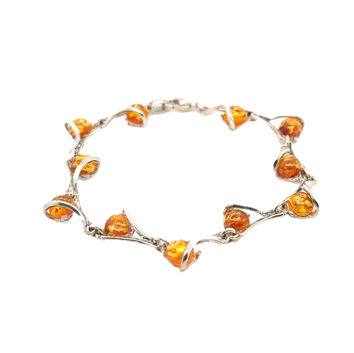 Sterling Silver Baltic Amber Fancy Bracelet