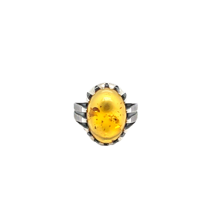 Oxidised Sterling Silver Baltic Amber Ring