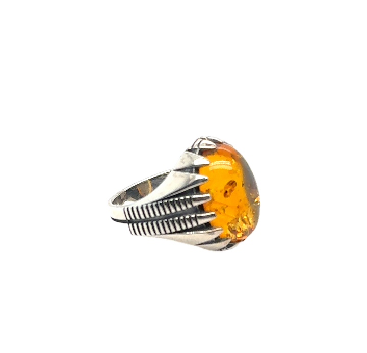 Oxidised Sterling Silver Baltic Amber Ring