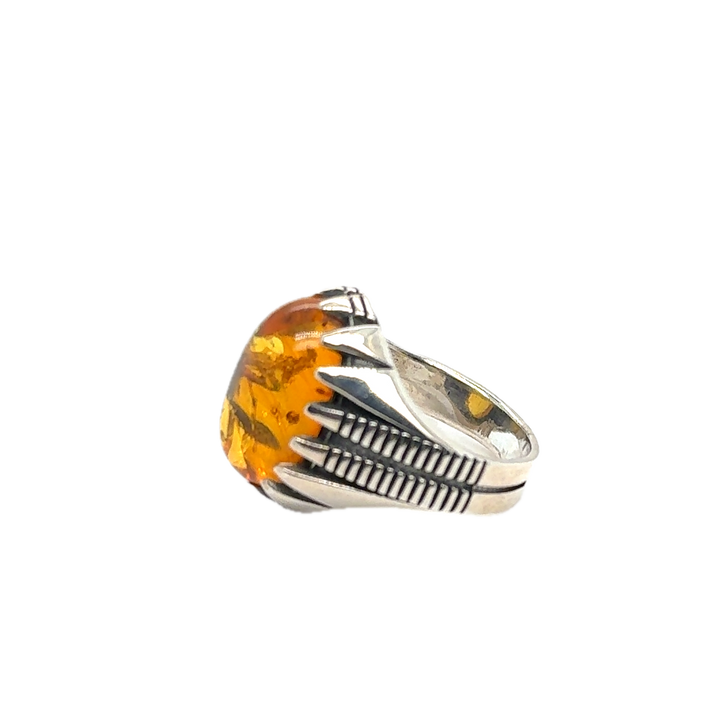 Oxidised Sterling Silver Baltic Amber Ring