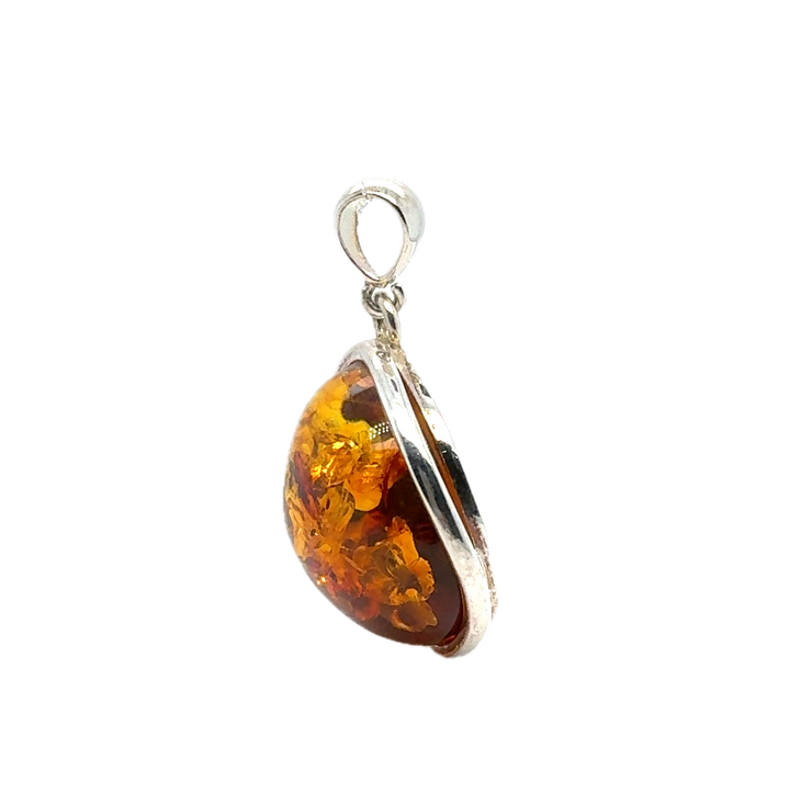 Sterling Silver Baltic Amber Round Pendant