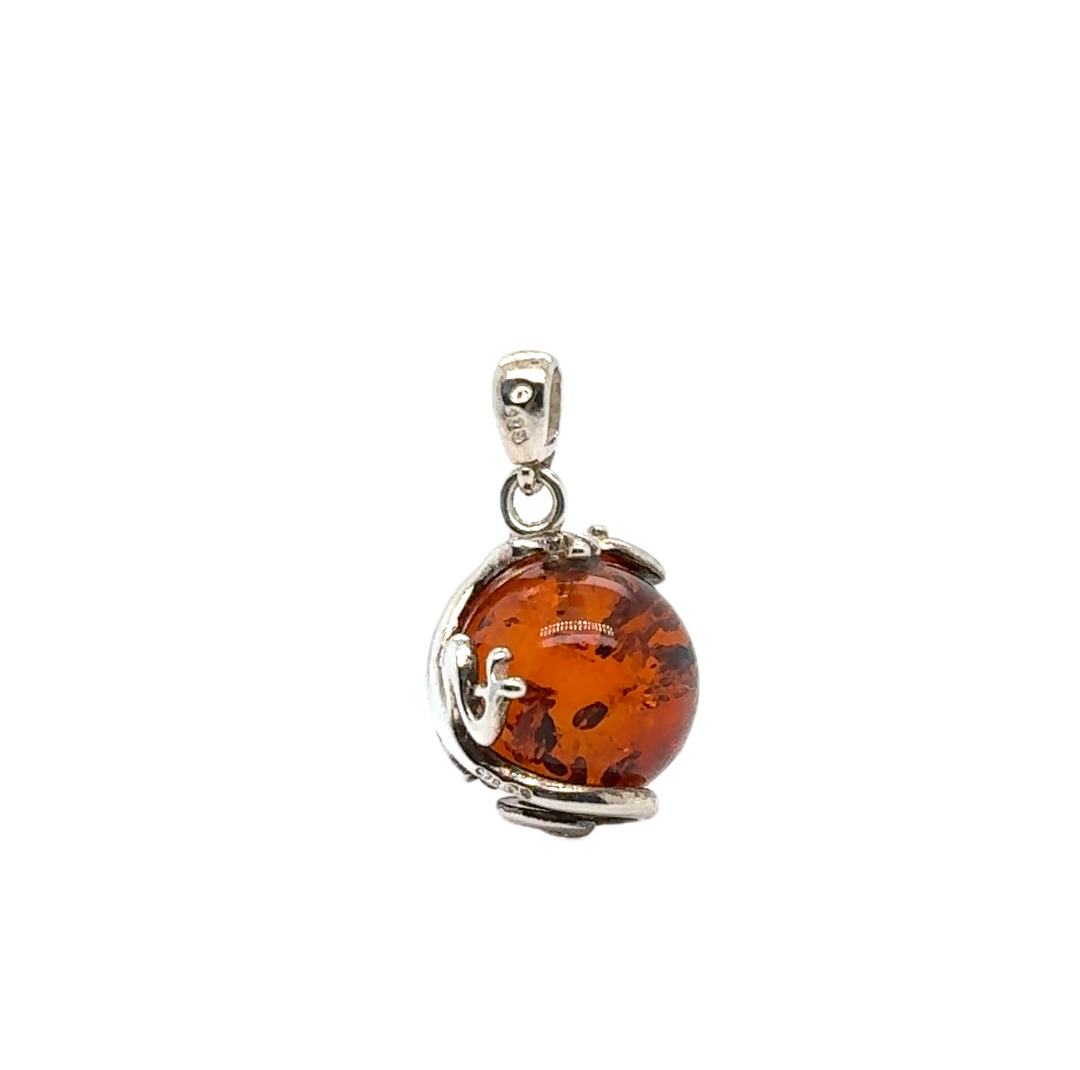 Sterling Silver Baltic Amber Lizard Pendant