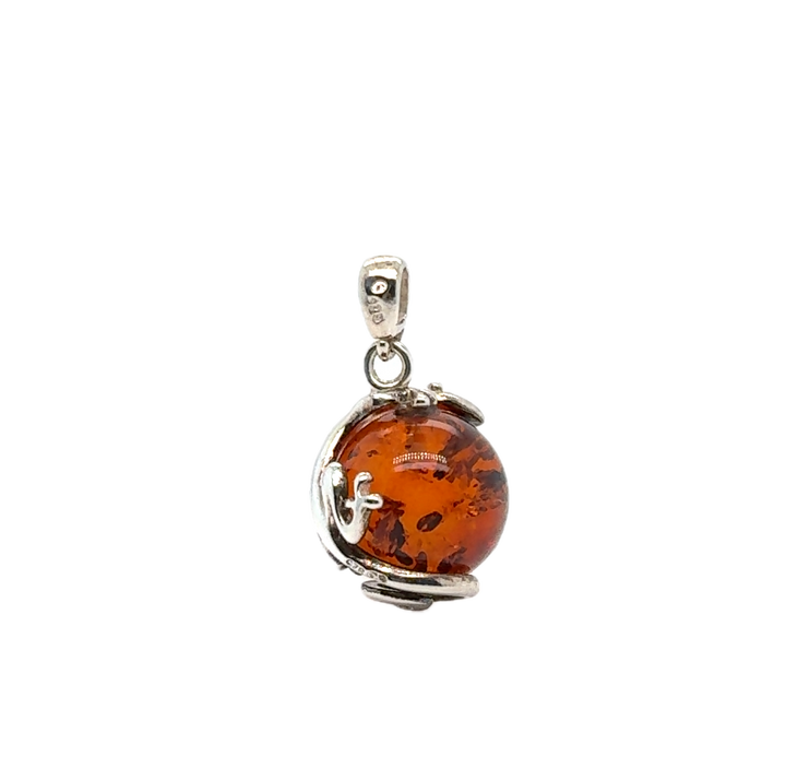 Sterling Silver Baltic Amber Lizard Pendant