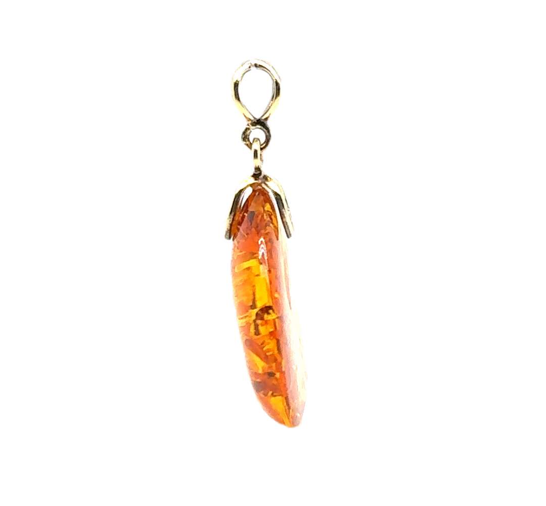 Gold Plated Baltic Amber Drop Pendant