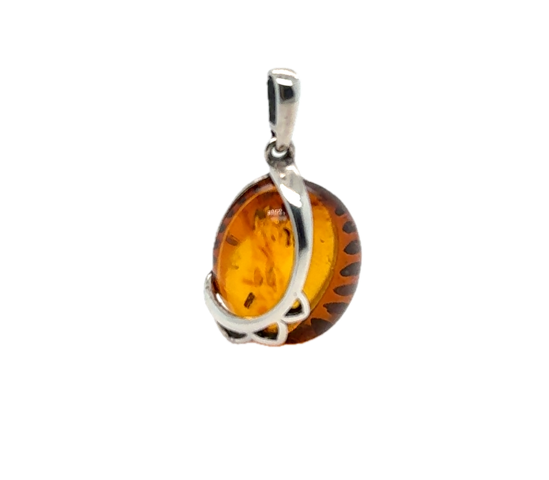 Sterling Silver Baltic Amber Small Pendant