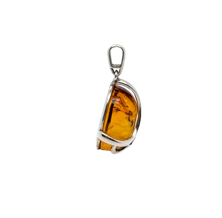 Sterling Silver Baltic Amber Small Pendant