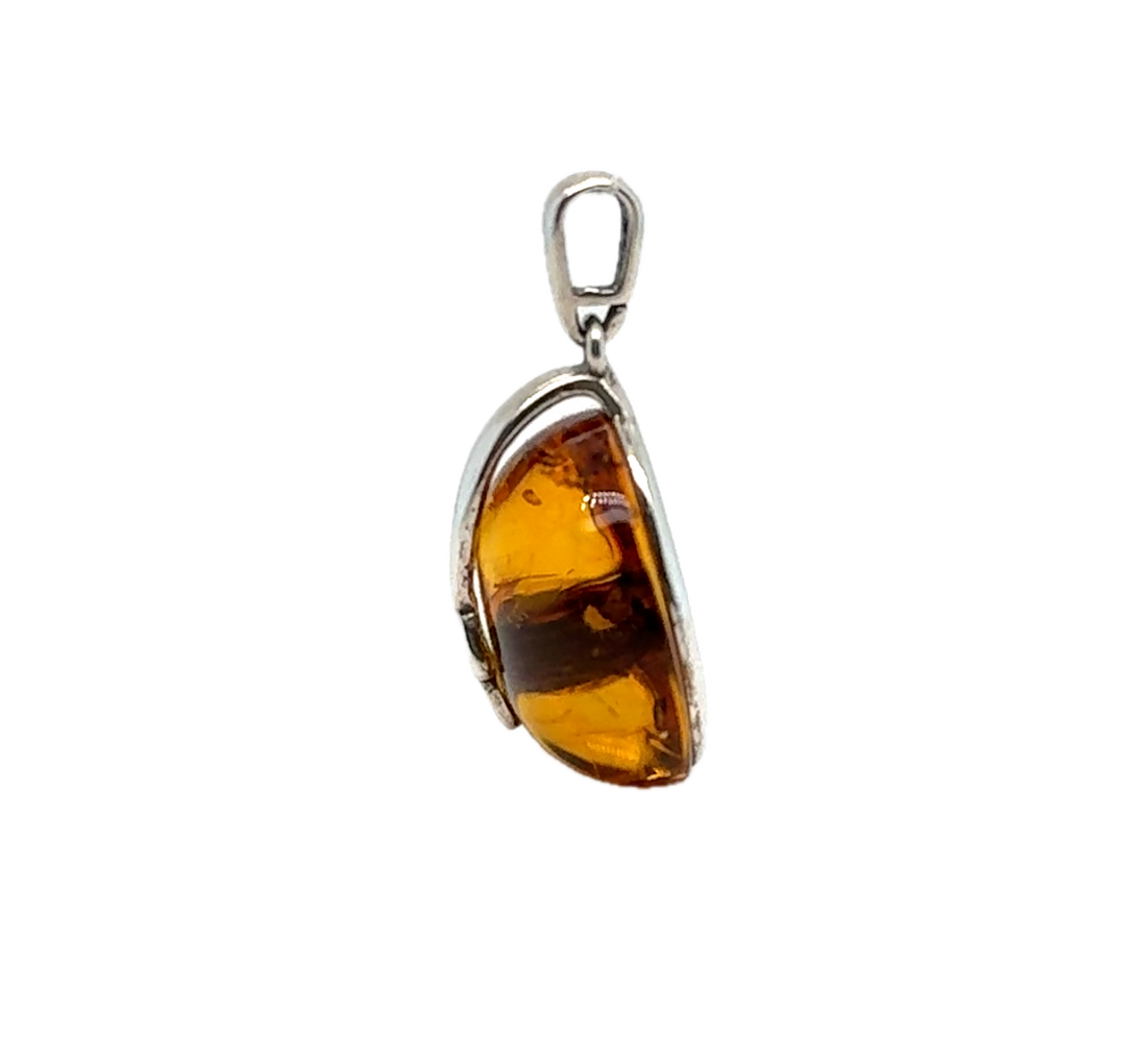 Sterling Silver Baltic Amber Small Pendant