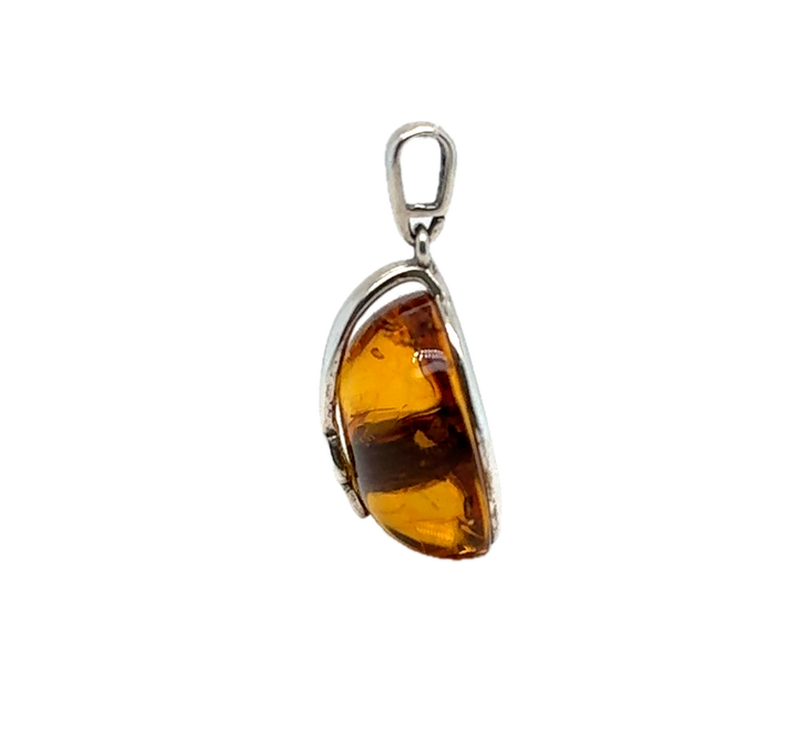 Sterling Silver Baltic Amber Small Pendant