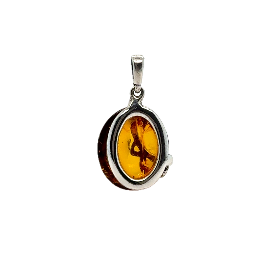 Sterling Silver Baltic Amber Small Pendant