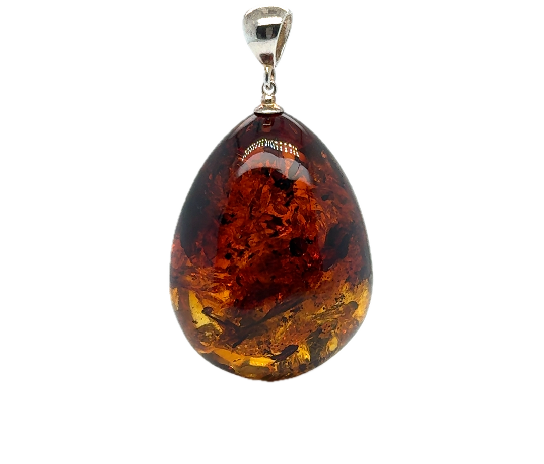 Sterling Silver Baltic Amber Drop Pendant