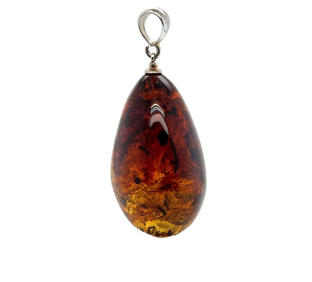 Sterling Silver Baltic Amber Drop Pendant