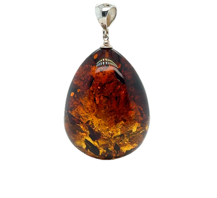 Sterling Silver Baltic Amber Drop Pendant