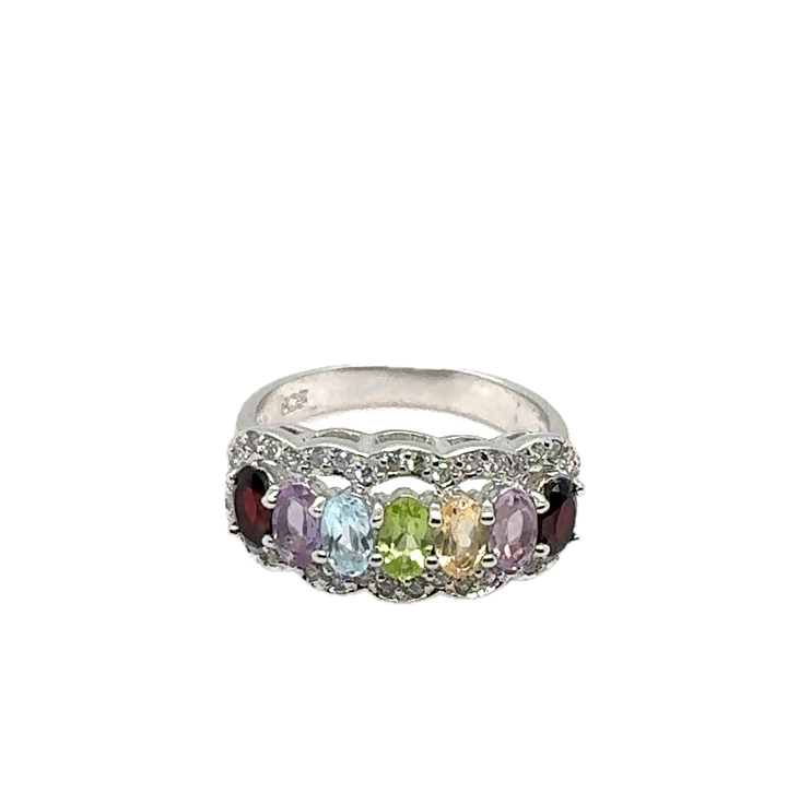 Sterling Silver Colourful Gems Ring