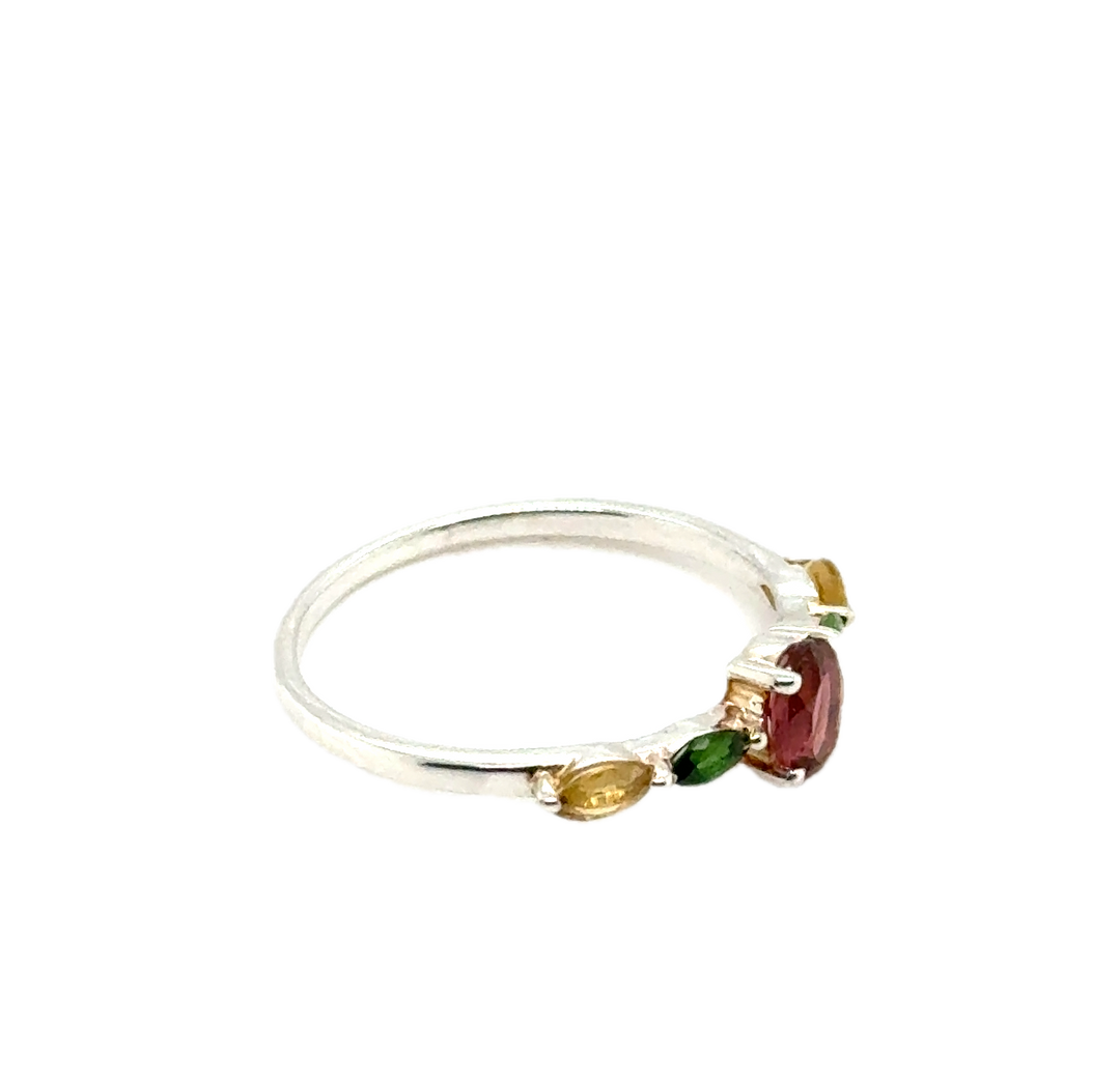 Sterling Silver Colourful Tourmaline Ring