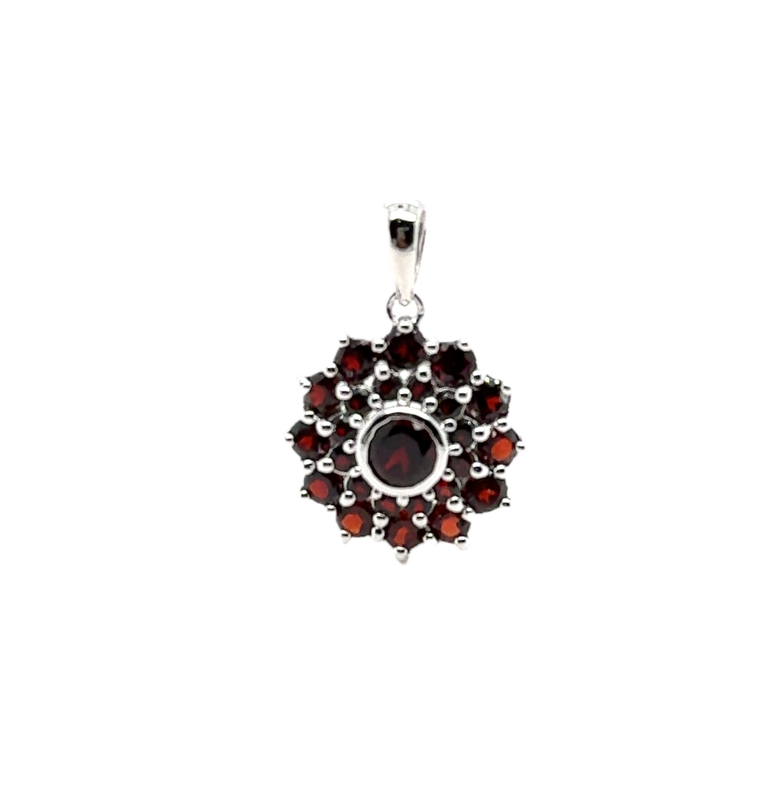 Sterling Silver Garnet Cluster Pendant