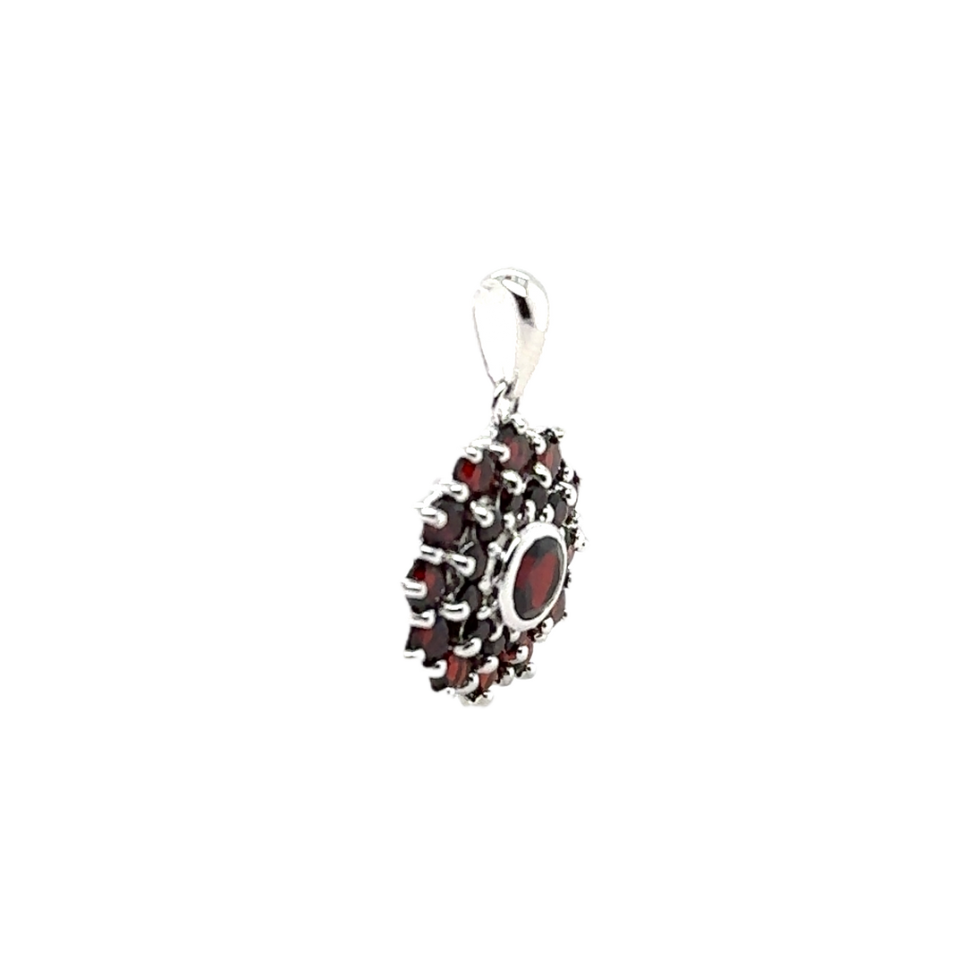 Sterling Silver Garnet Cluster Pendant