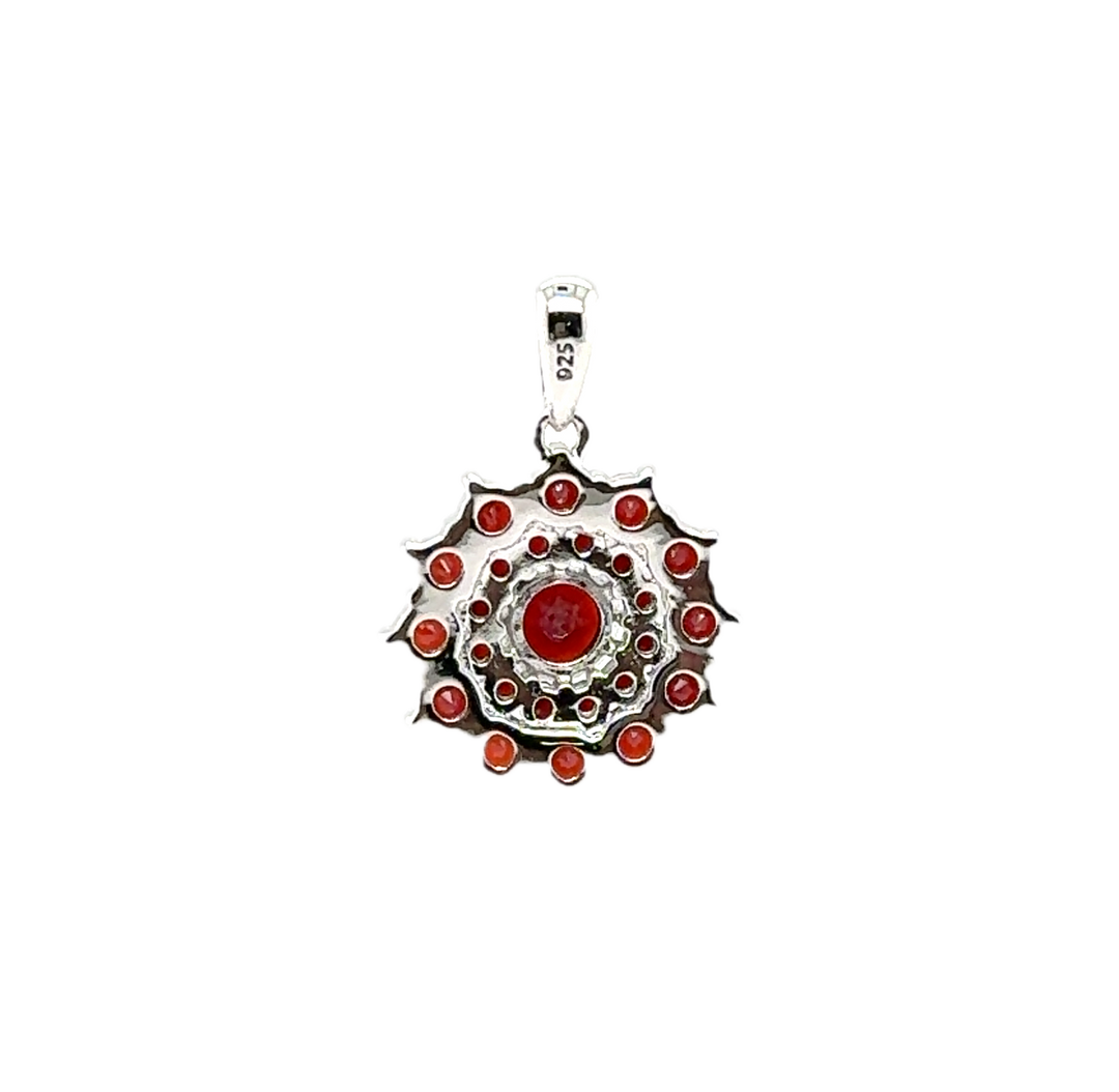 Sterling Silver Garnet Cluster Pendant