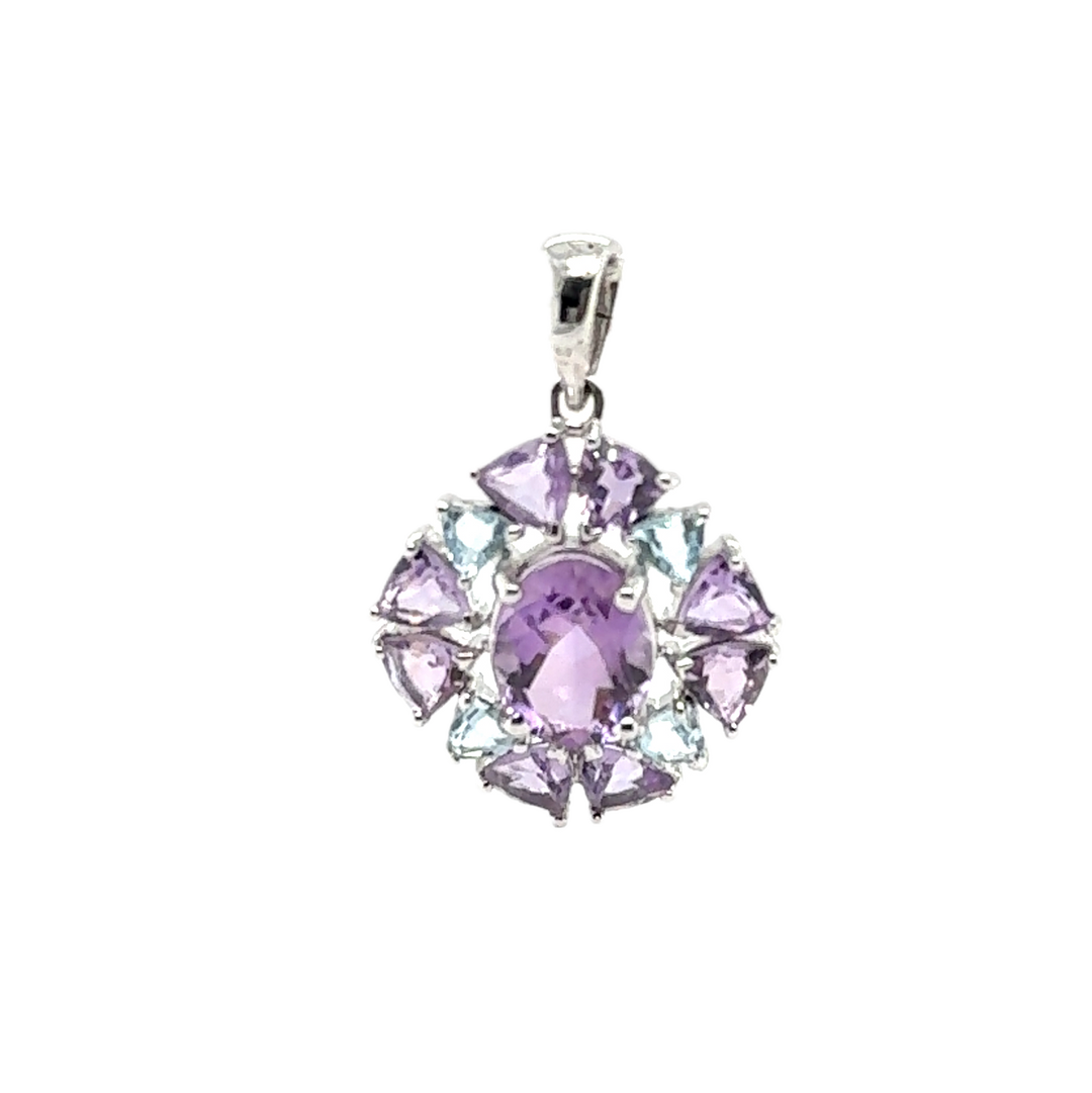 Sterling Silver Amethyst & Blue Topaz Pendant