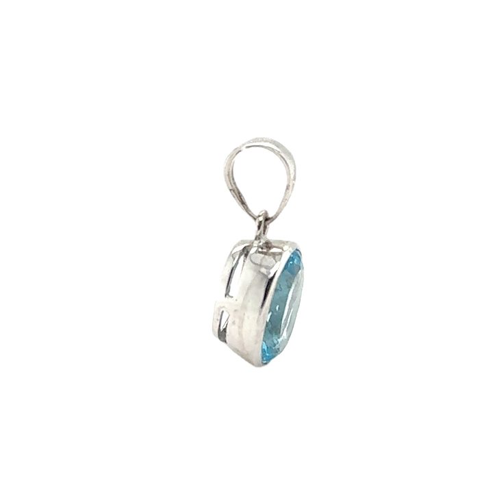 Sterling Silver Oval Blue Topaz Pendant