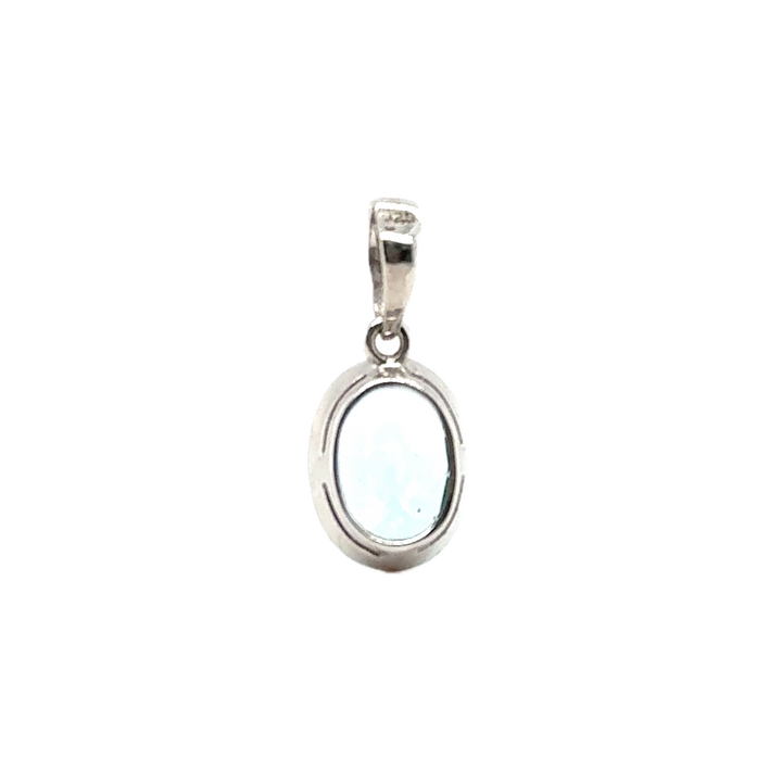 Sterling Silver Oval Blue Topaz Pendant