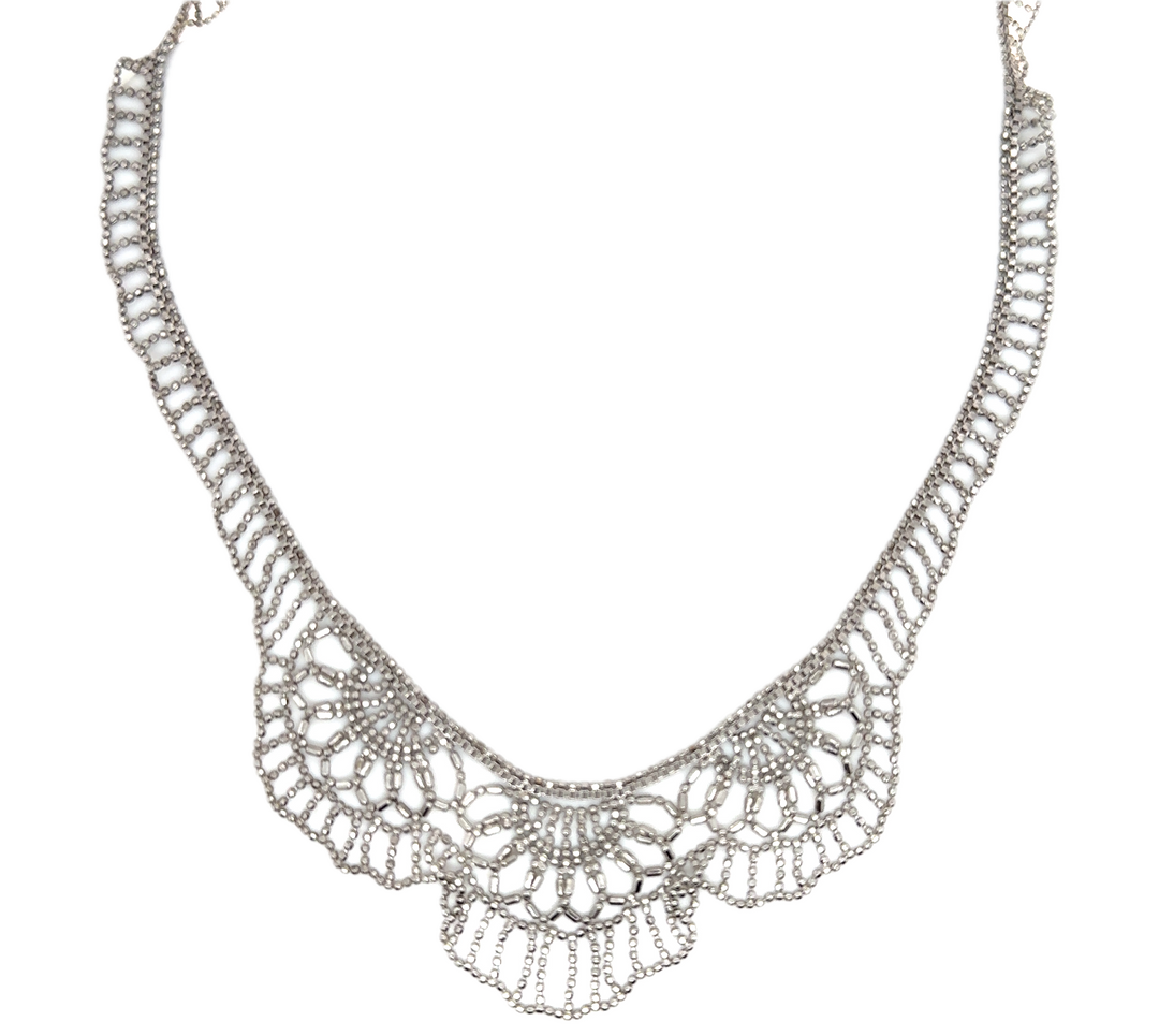 Sterling Silver Embroidery Collier Necklace