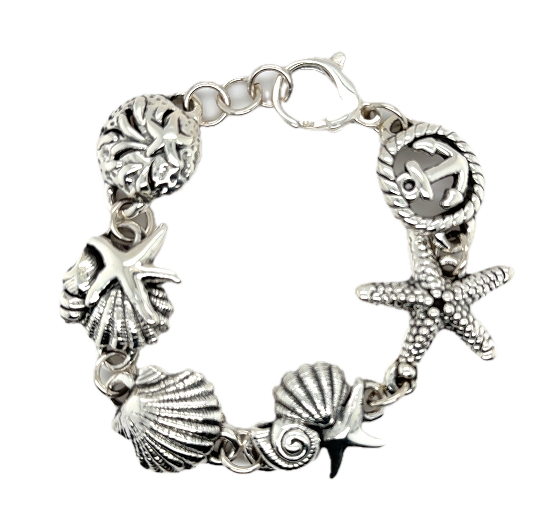 Sterling Silver Coral Sea Life Bracelet