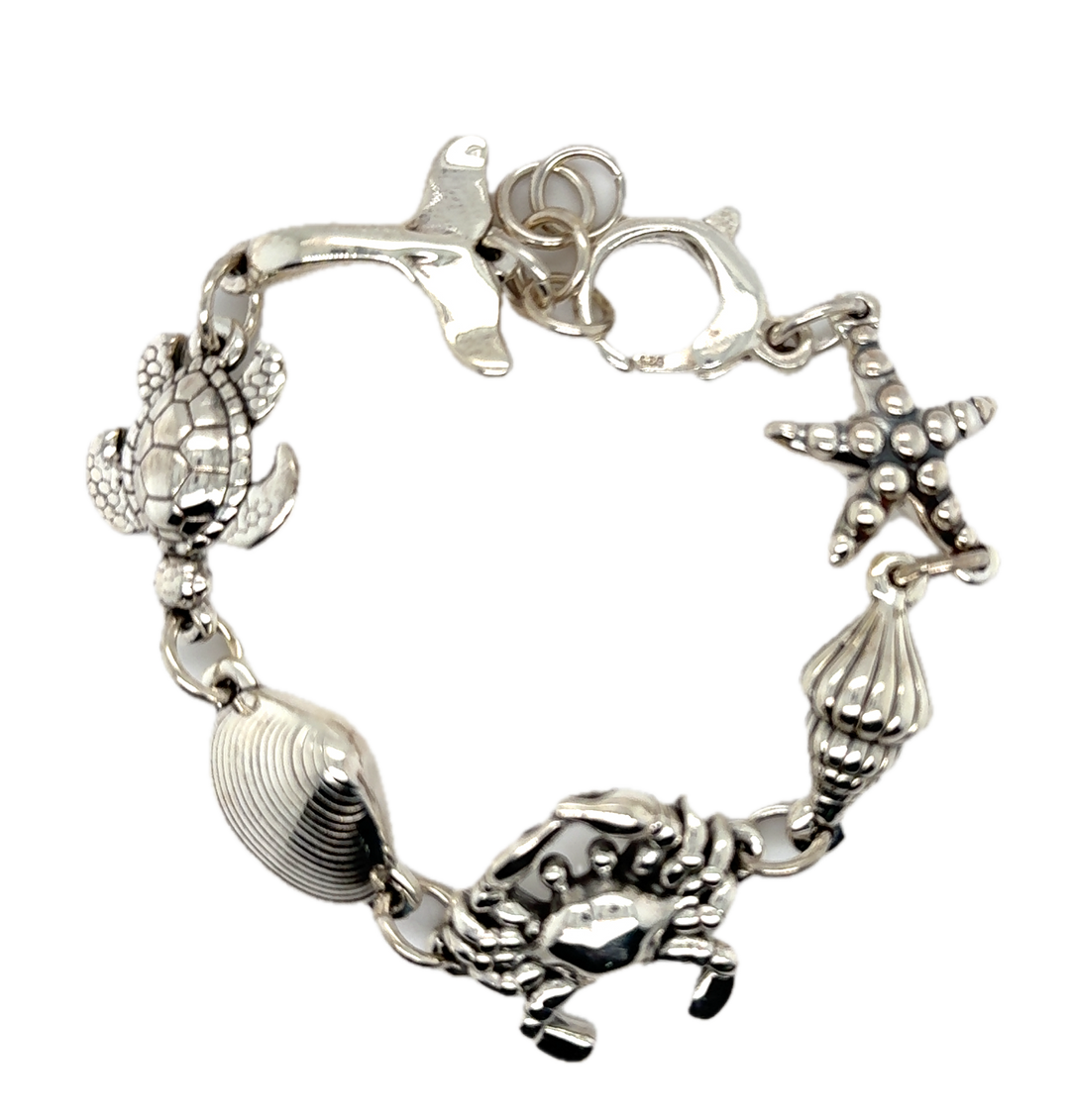 Sterling Silver Coral Sea Life Bracelet