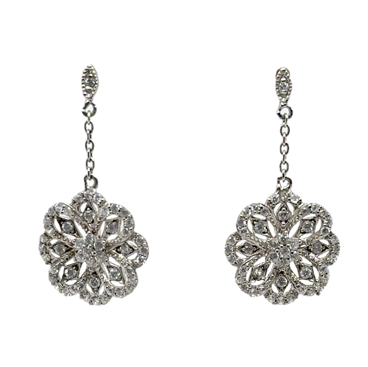 Sterling Silver Flower Drop Earrings