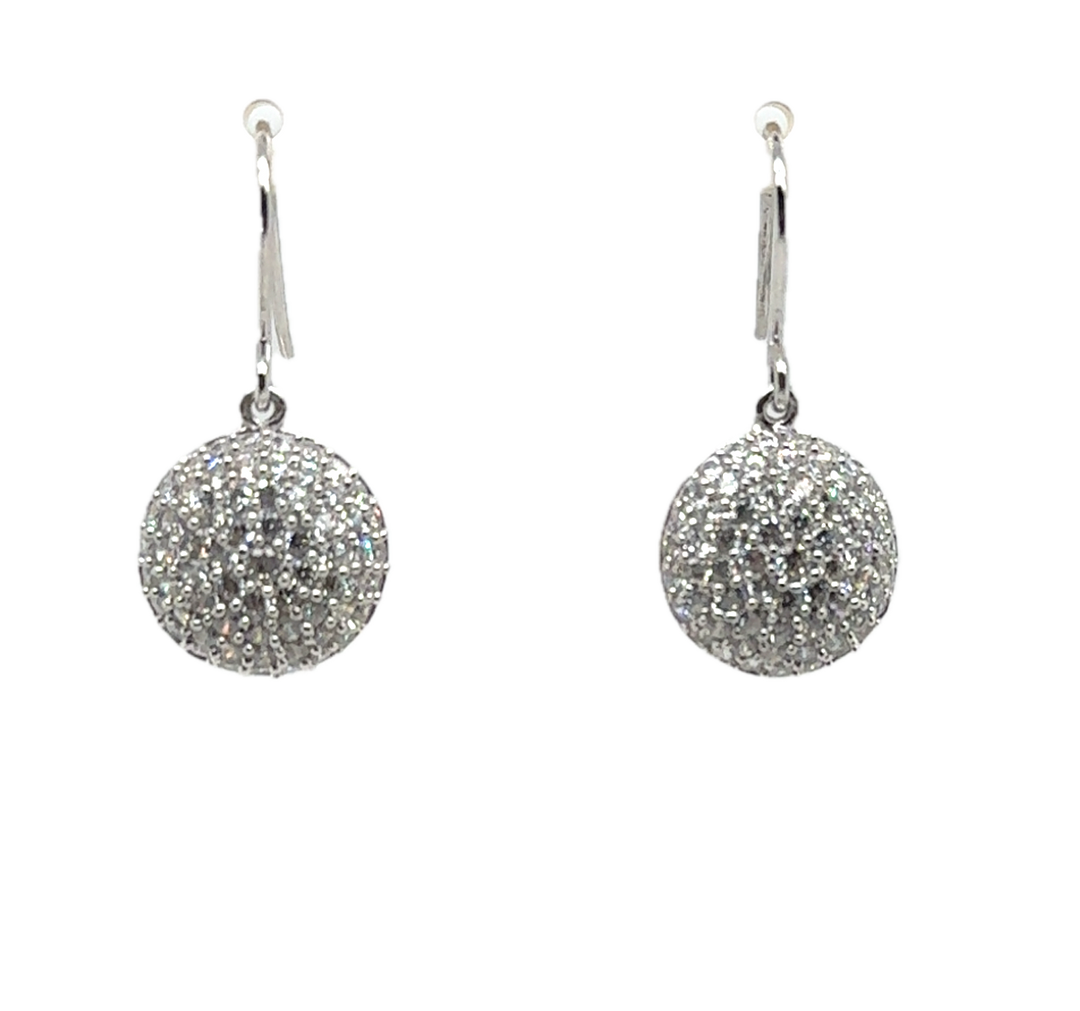 Sterling Silver Pave Set Drop Earrings