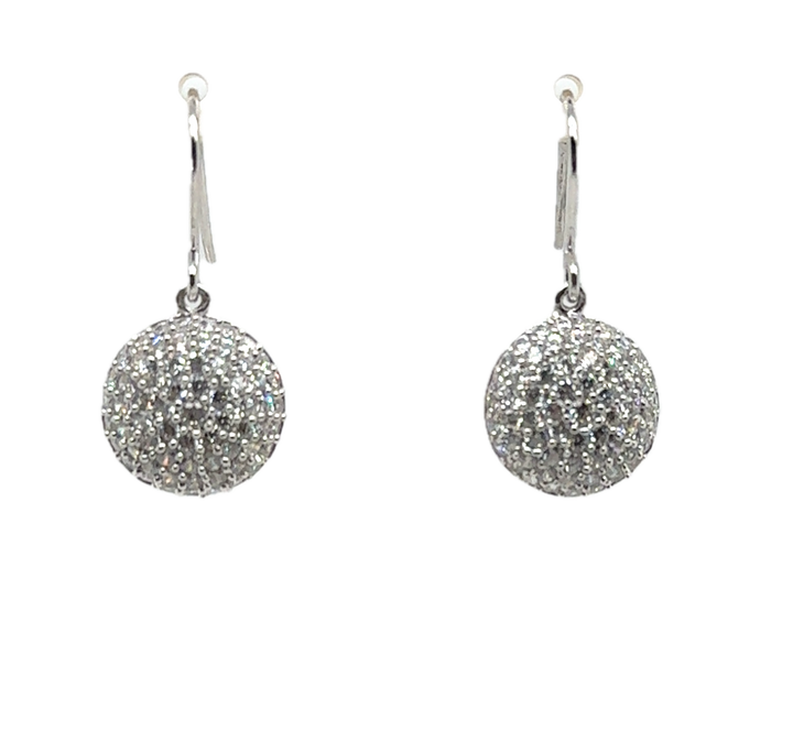 Sterling Silver Pave Set Drop Earrings