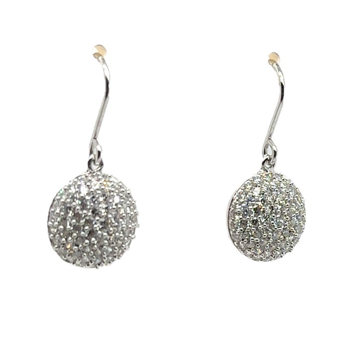 Sterling Silver Pave Set Drop Earrings